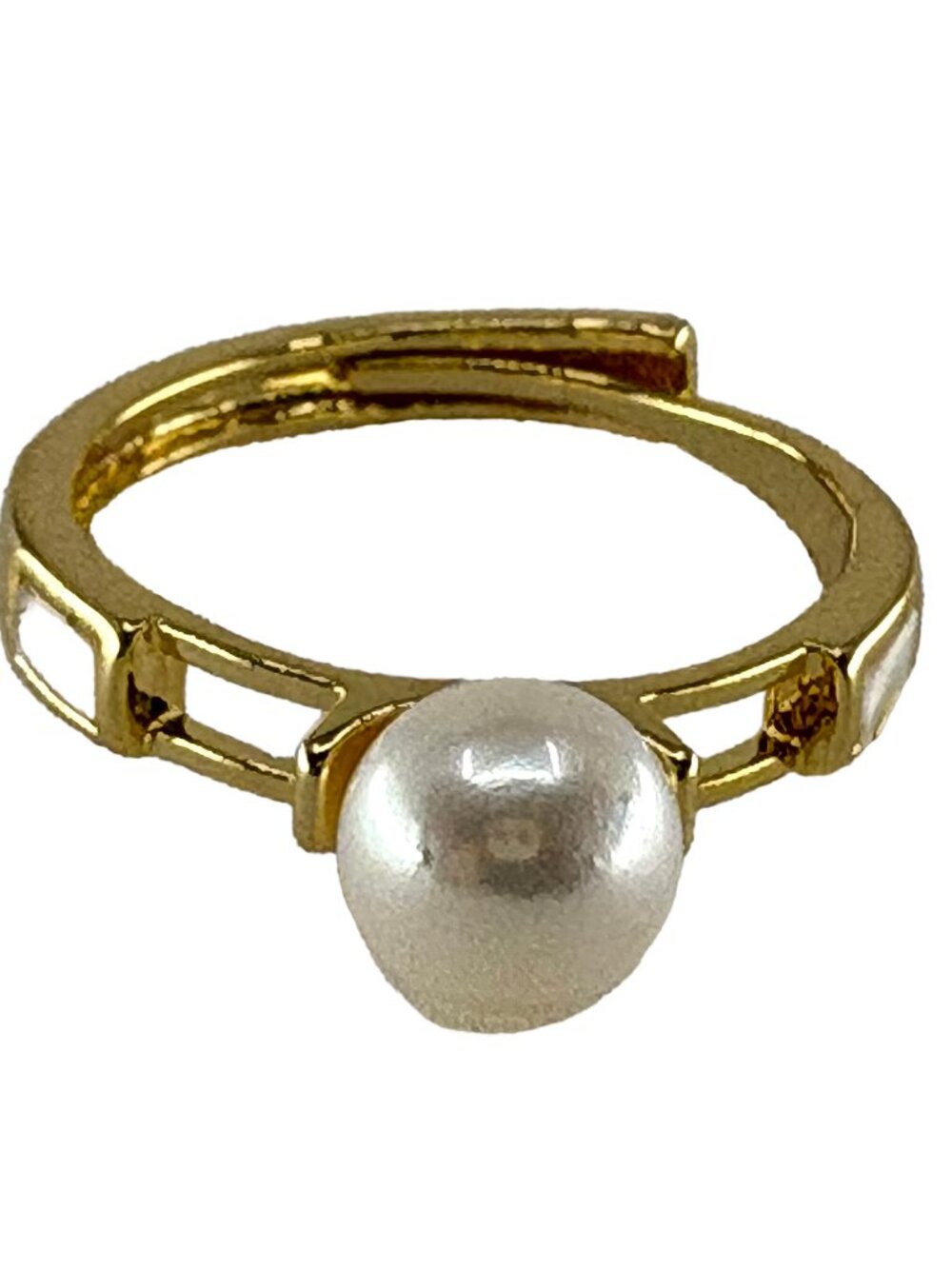 18K Gold Plated Freshwater Pearl 7mm & White Pearl Shell Adjustable 2.47g